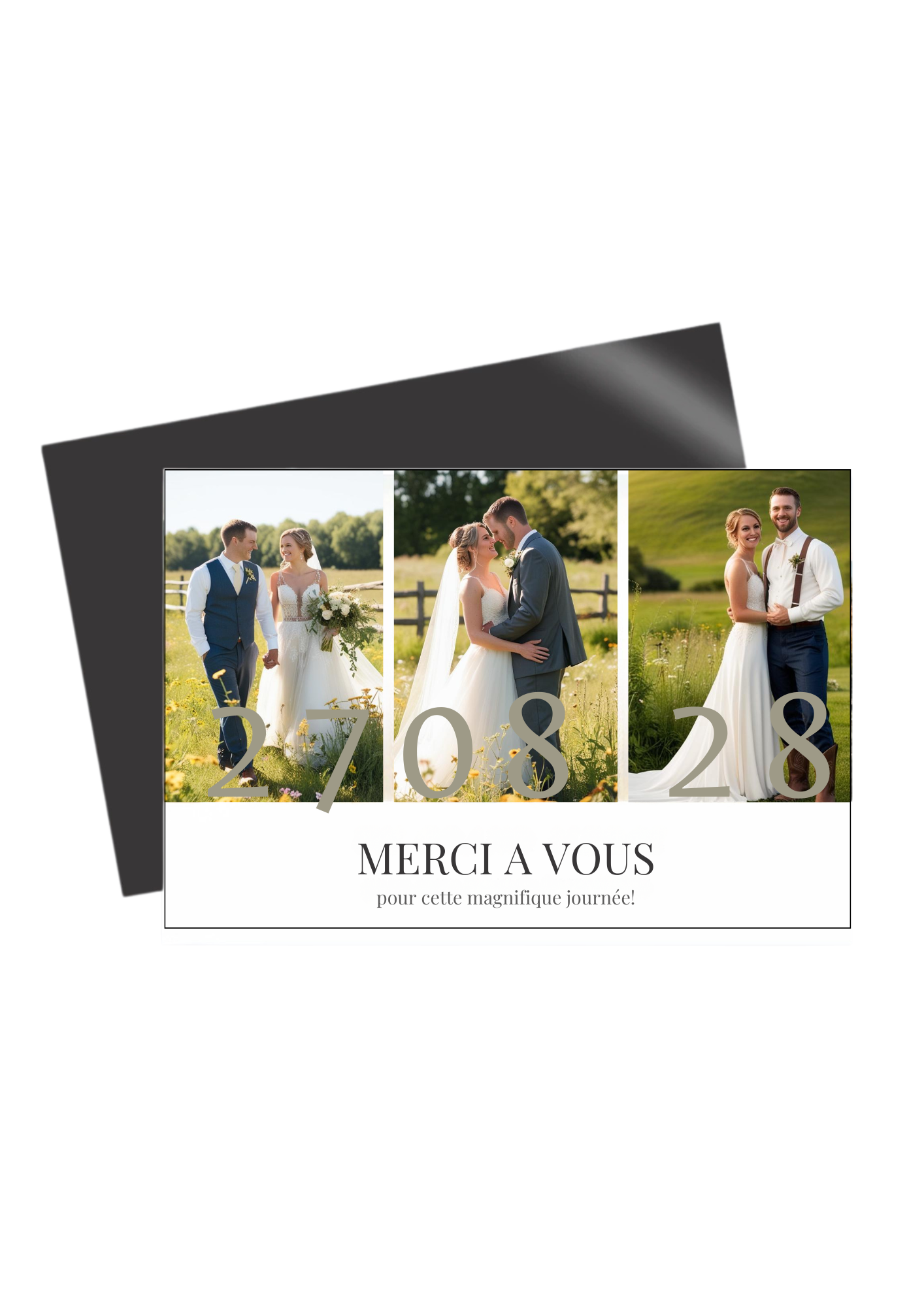 Magnet photo mariage " Merci à vous!"