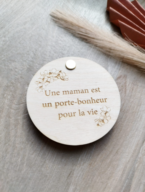 Miroir de poche "Une maman est un porte-bonheur pour la vie"
