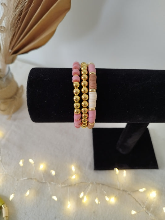 Lot bracelet rose et or
